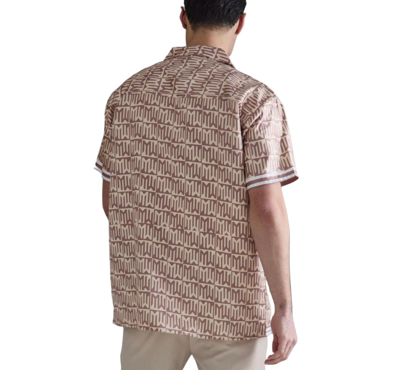 MAN - OVERSIZED SHORT SLEEVE MONOGRAM SATIN SHIRT