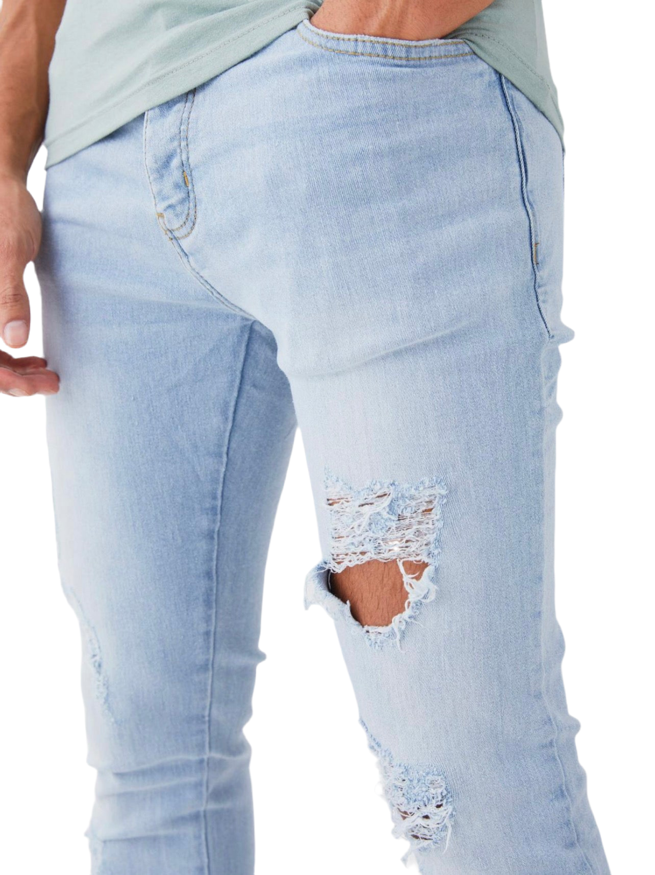 MAN - SKINNY Stretch Stacked All Over Slash Jeans