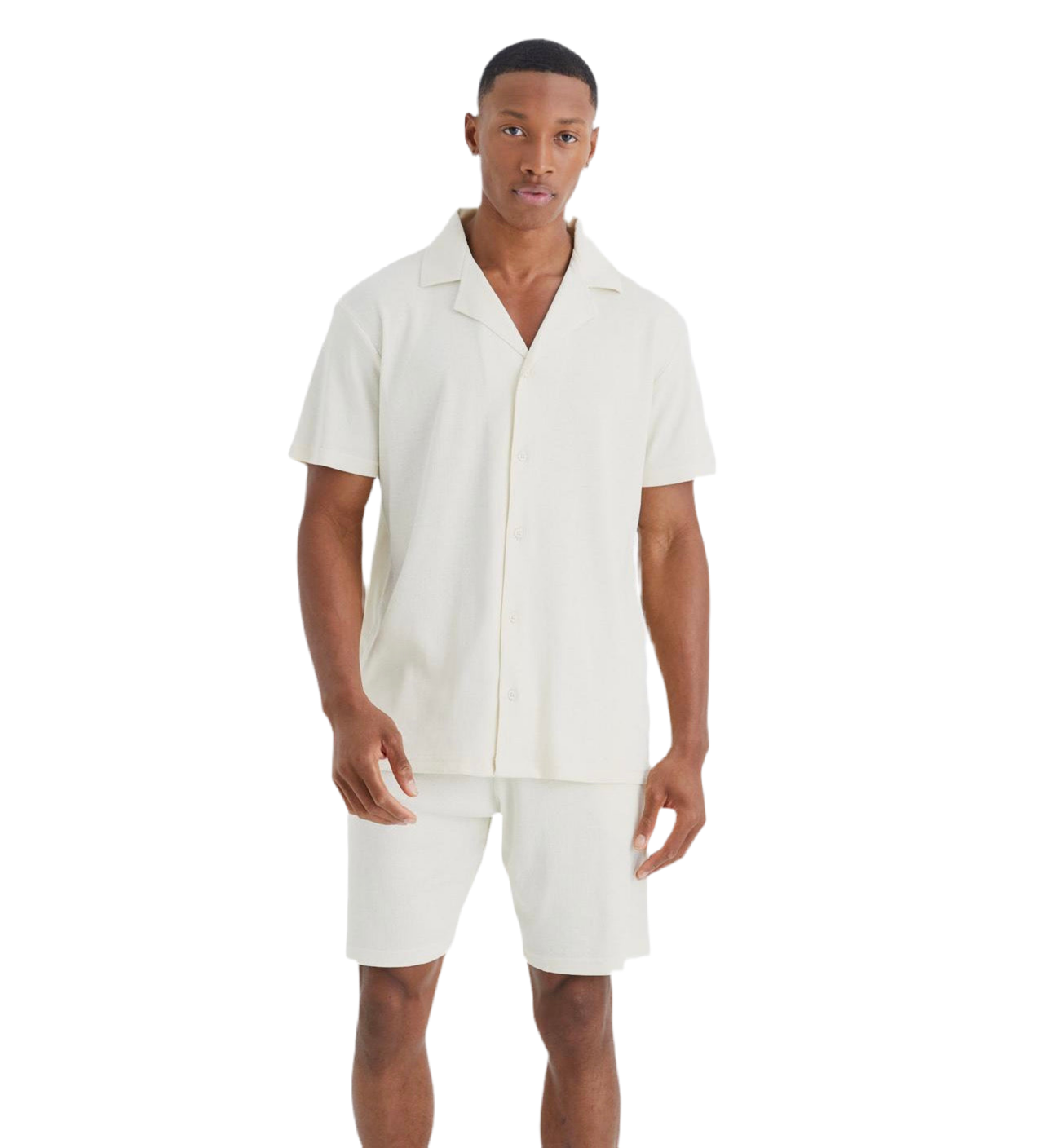 MAN - Short Sleeve Rib Shirt And Short Set