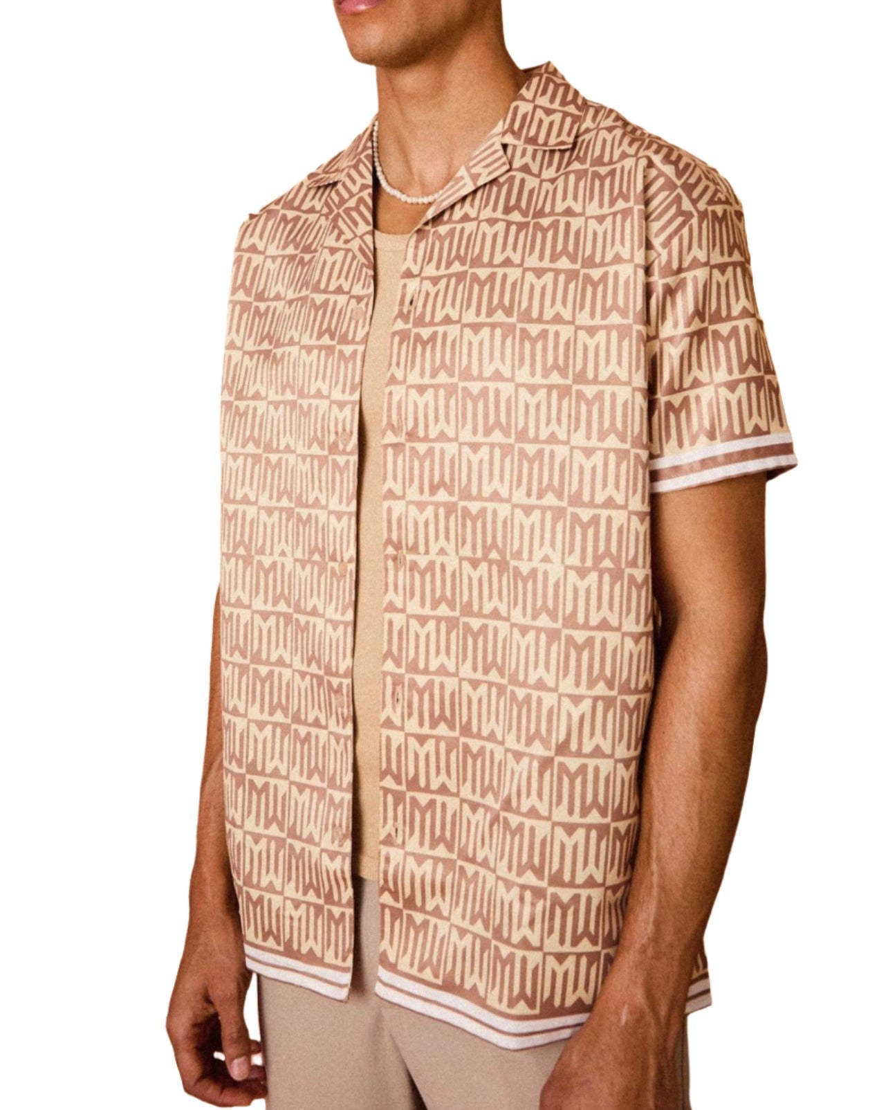 MAN - OVERSIZED SHORT SLEEVE MONOGRAM SATIN SHIRT
