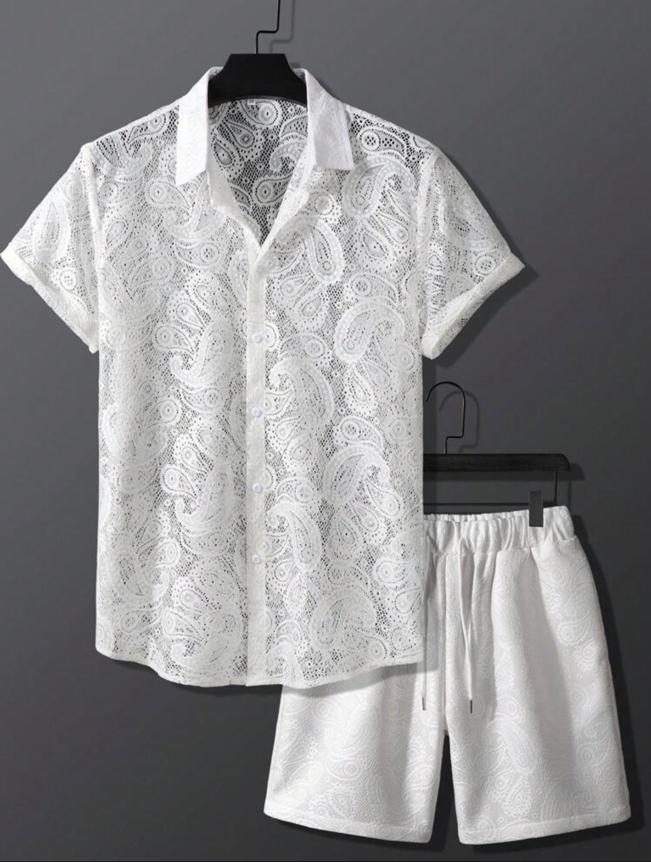 Manfinity Men Paisley Lace Sheer Set