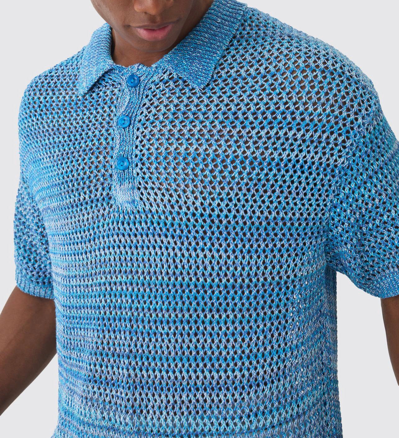 MAN - Oversized Ombré Open-Stitch Polo