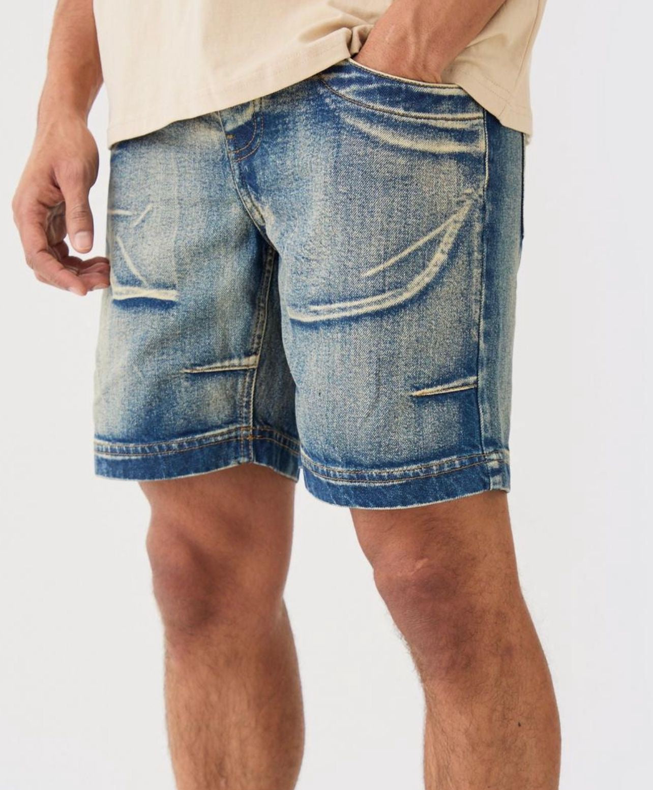 Slim Rigid Denim Short -Vintage Blue