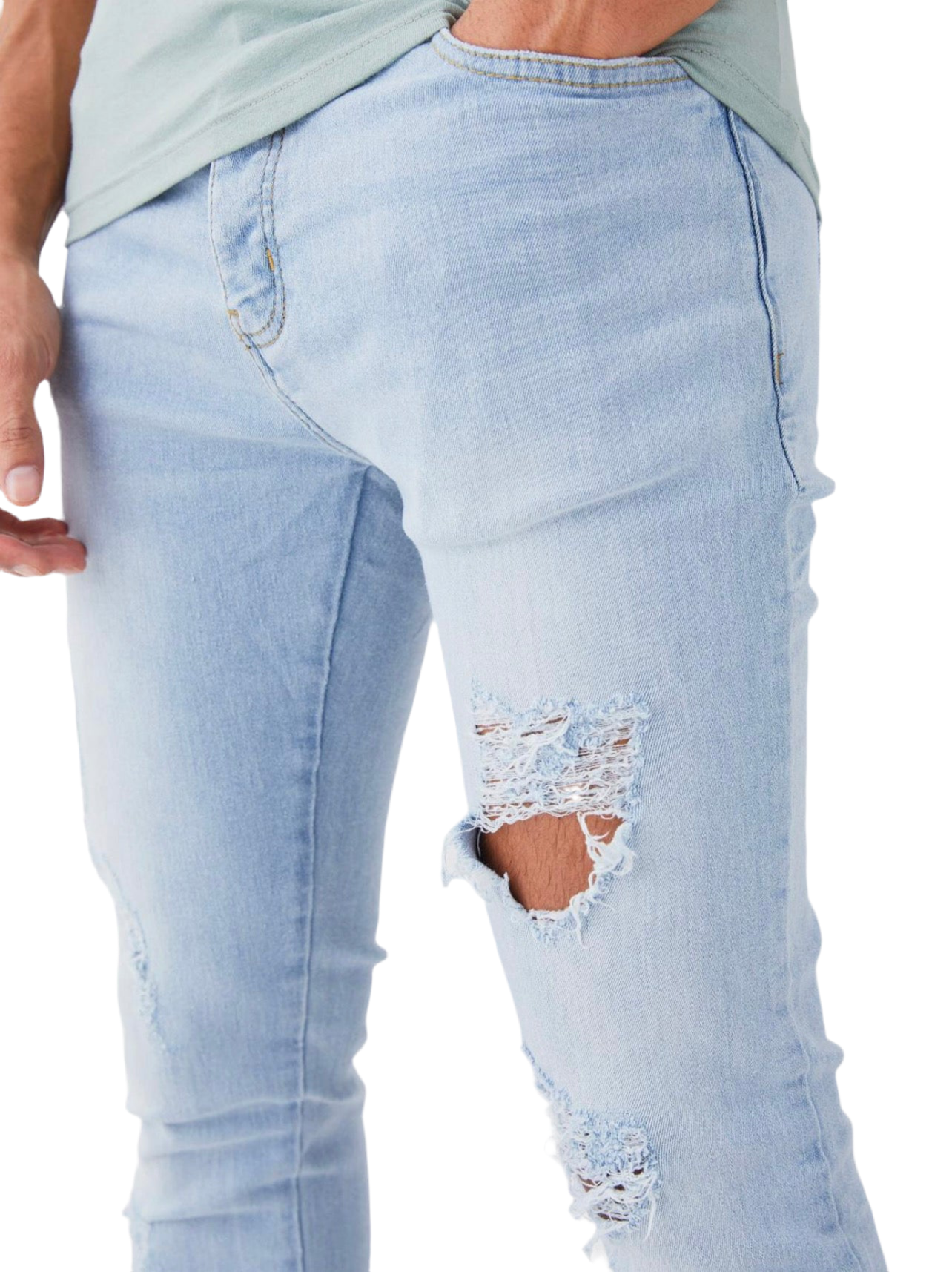 MAN - SKINNY  Stretch Stacked All Over Slash Jeans