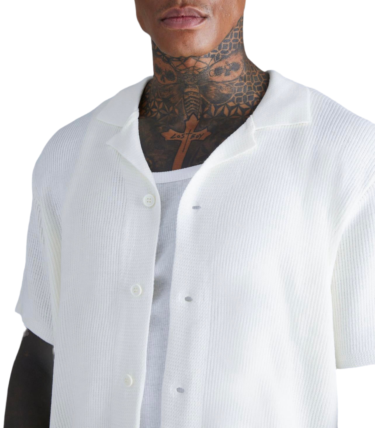 MAN - Short Sleeve Knitted Pleated Reverse Shirt