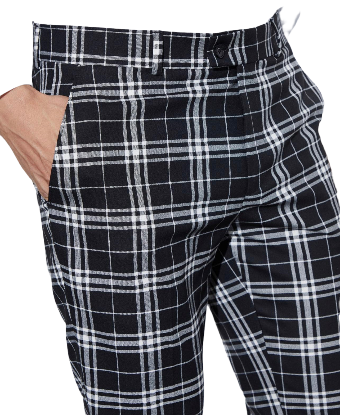 MAN - Skinny Fit Mono Tartan Cropped Trouser