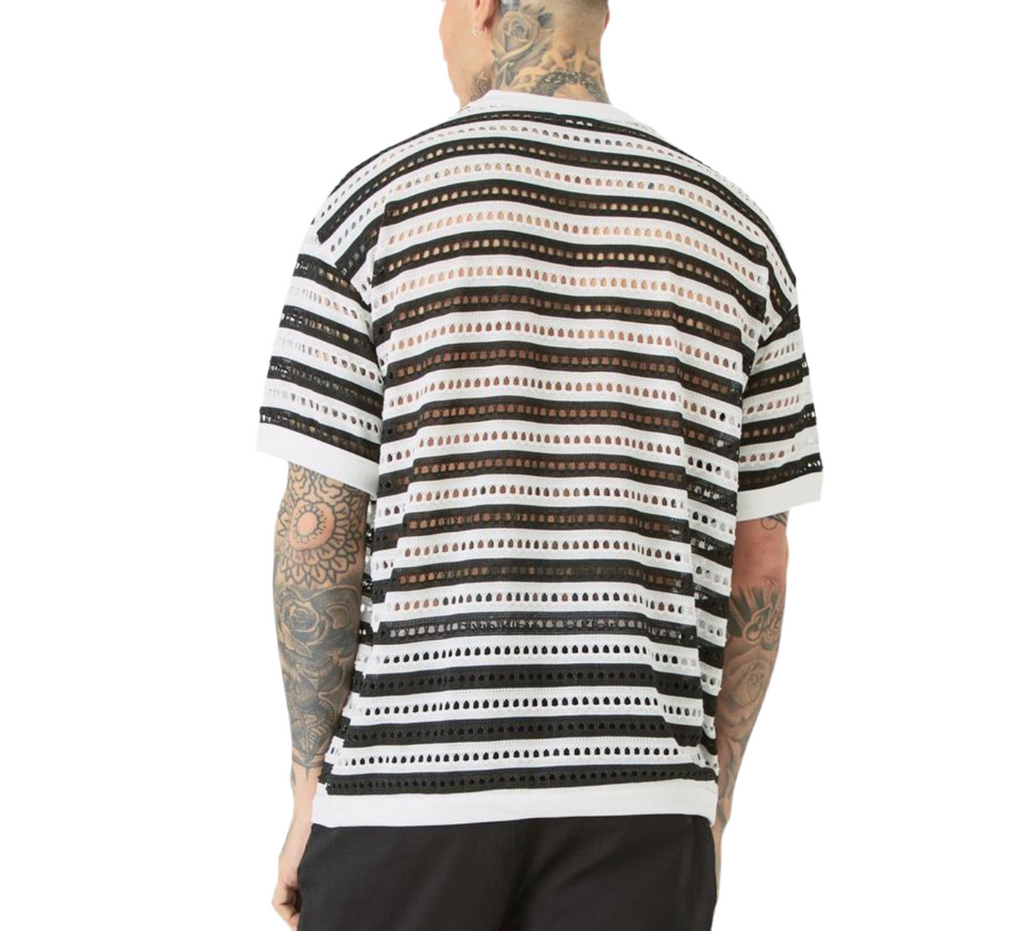 MAN - Tall Crochet Strip Oversized Shirt