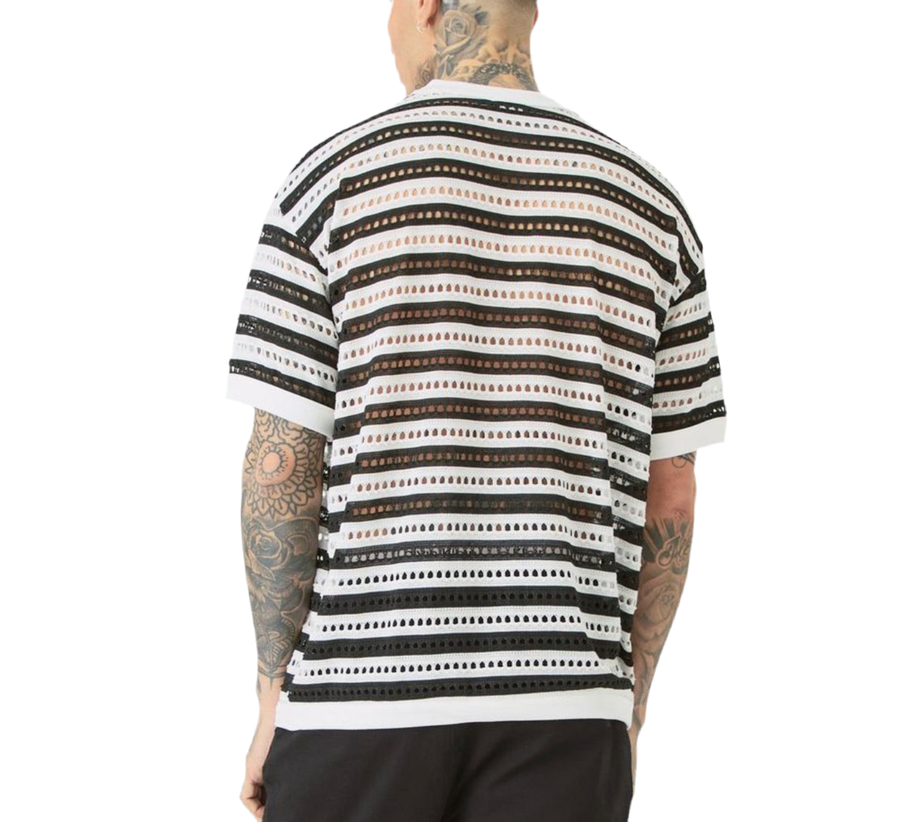 MAN - Tall Crochet Strip Oversized Shirt