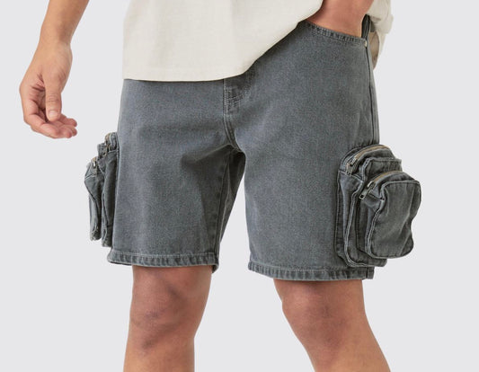 MAN Slim Fit 3D Cargo Pocket Denim - Light Grey