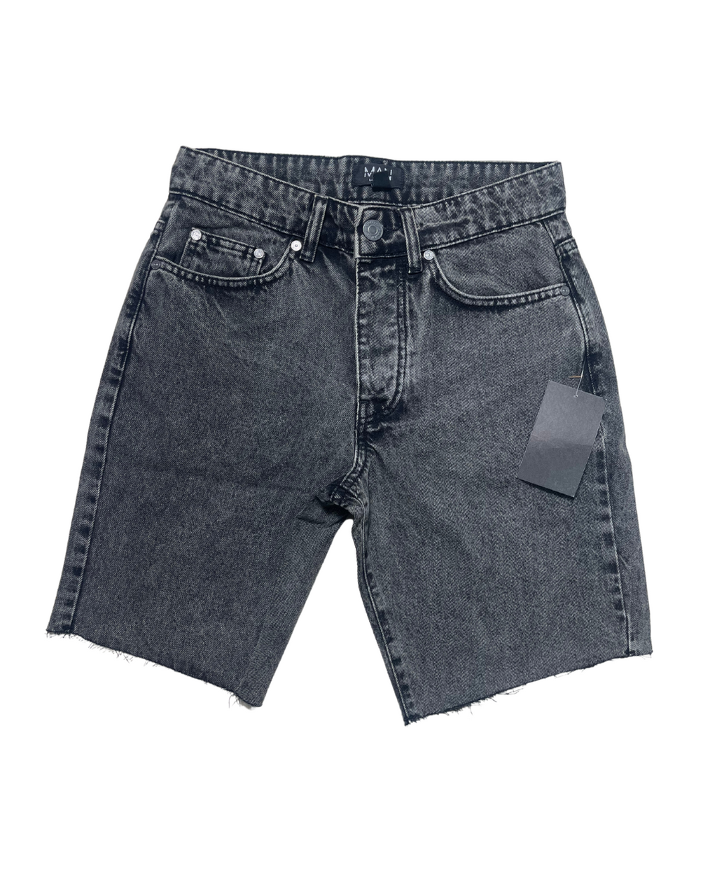 Straight Fit Washed Raw Hem Denim Shorts