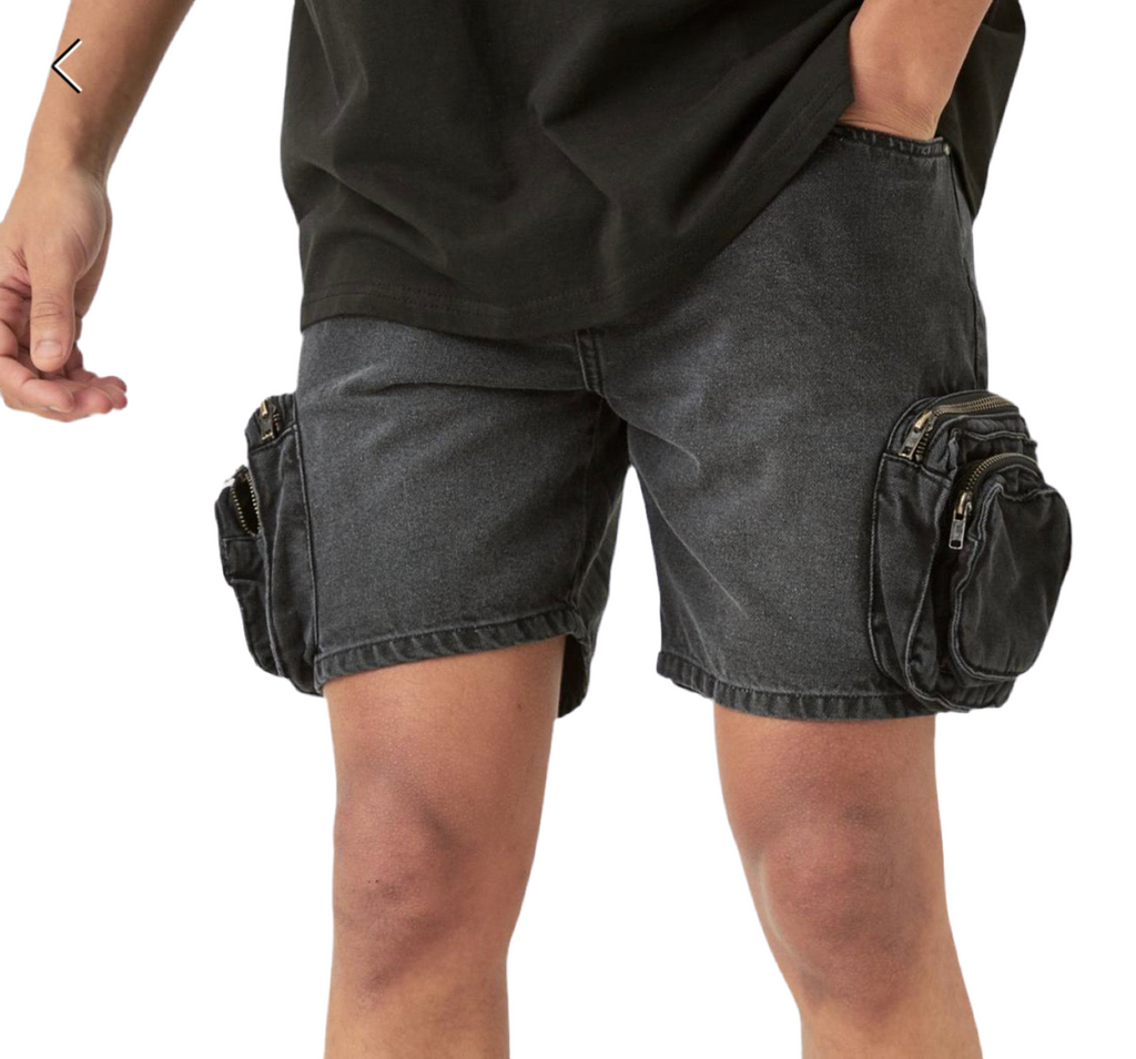 MAN Slim Fit 3D Cargo Pocket Denim - washed black