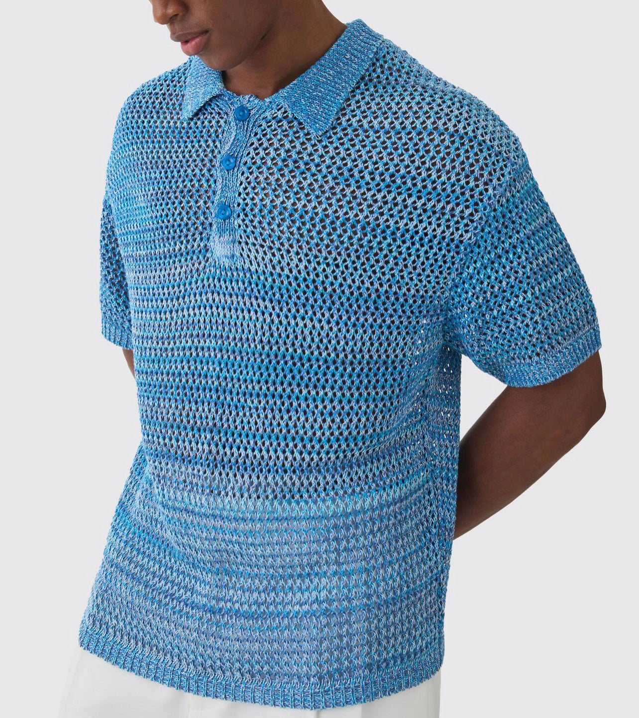 MAN - Oversized Ombré Open-Stitch Polo