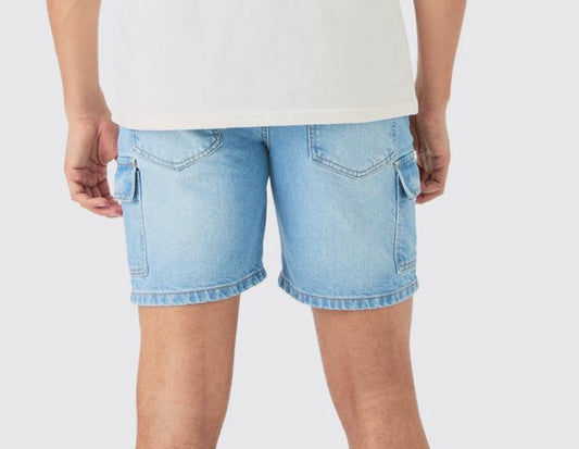 MAN Slim Rigid Cargo Denim Shorts