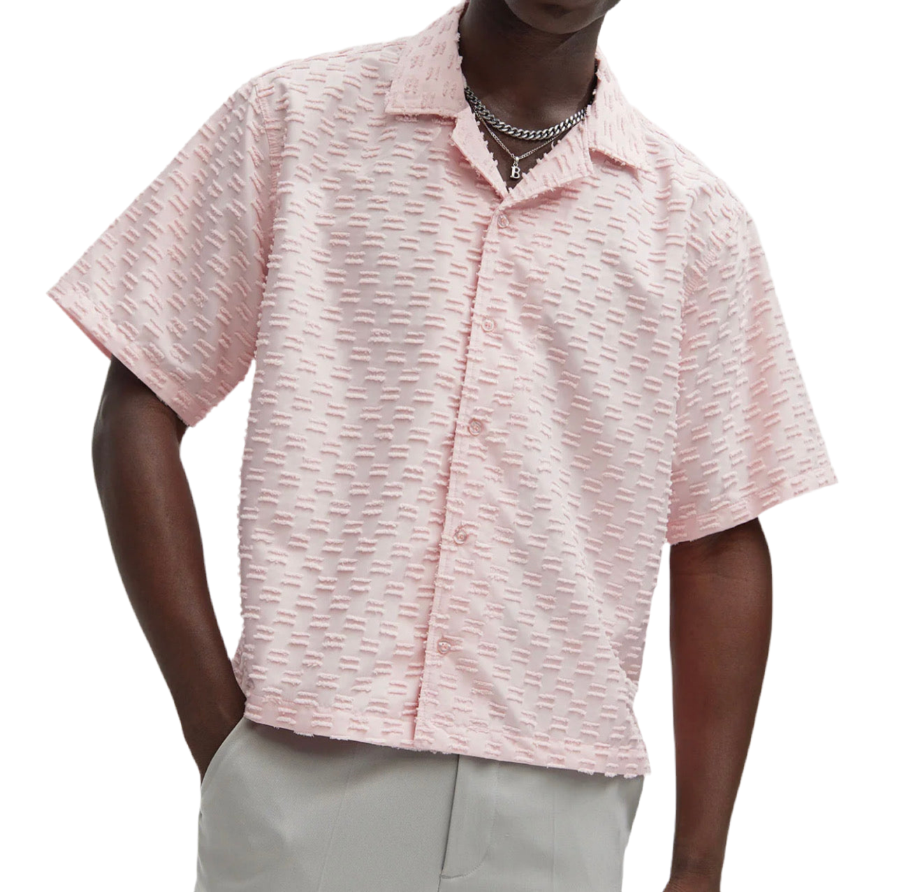 Nova - Oden Texture Cropped Shirt - Pink