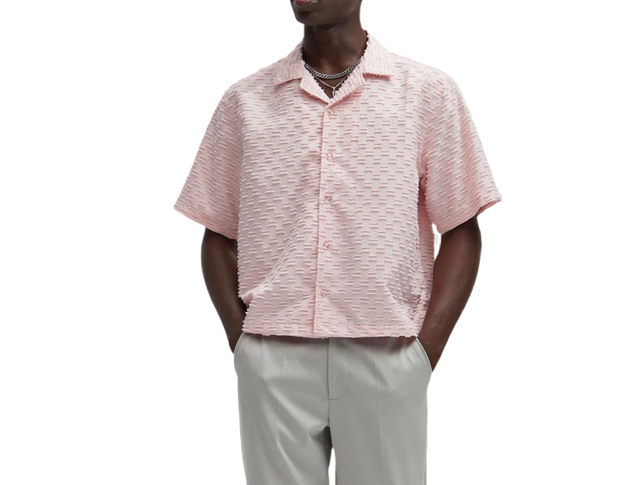 Nova - Oden Texture Cropped Shirt - Pink