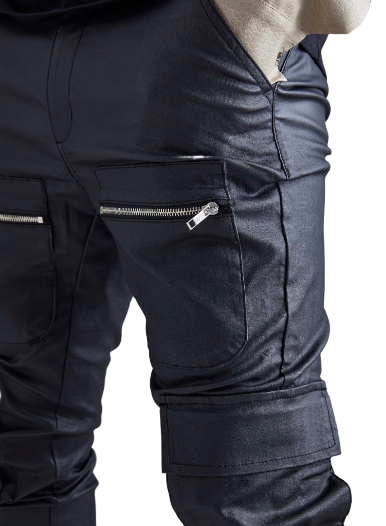 MAN - Skinny Mutli-Zip Cargo Coated Twill Pants