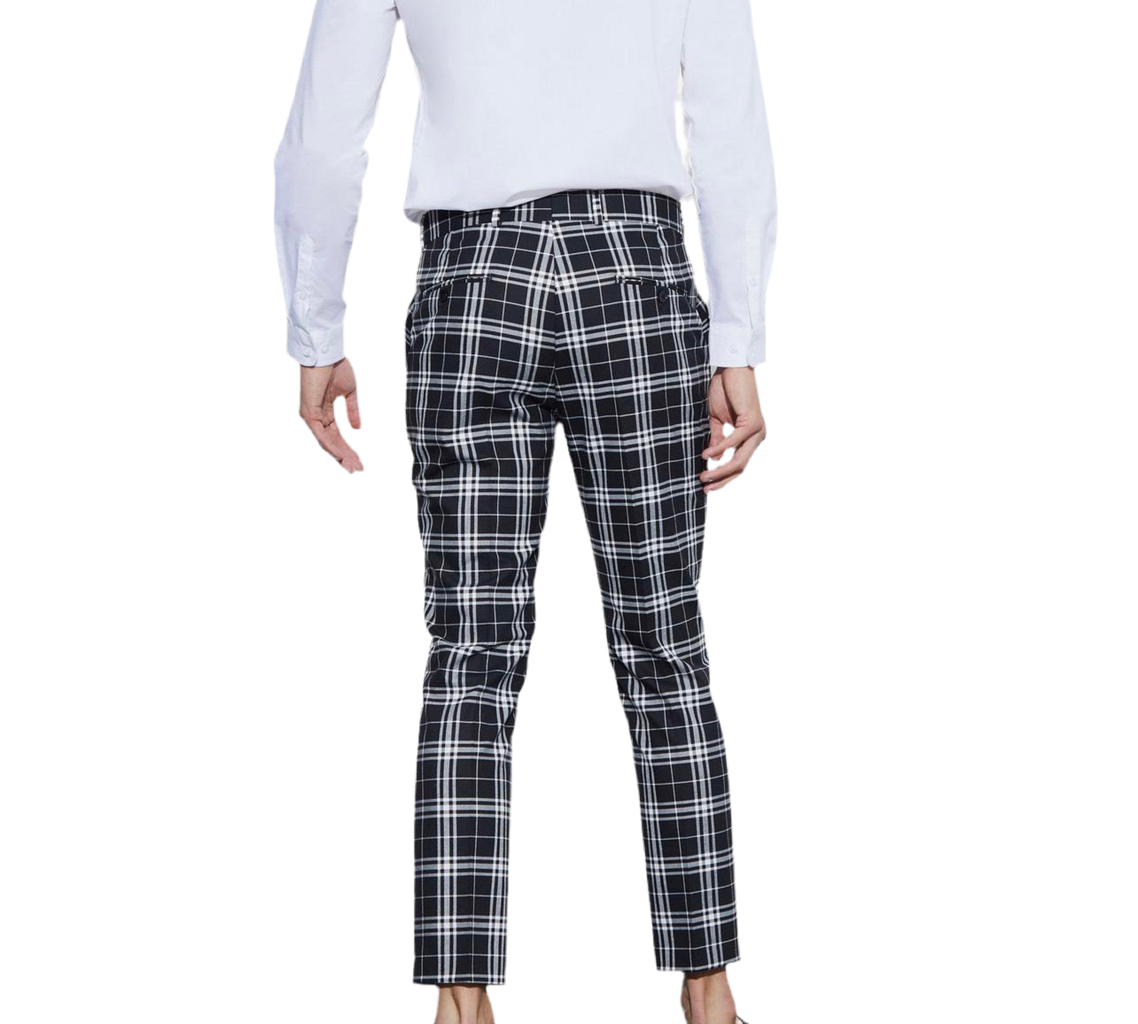 MAN - Skinny Fit Mono Tartan Cropped Trouser