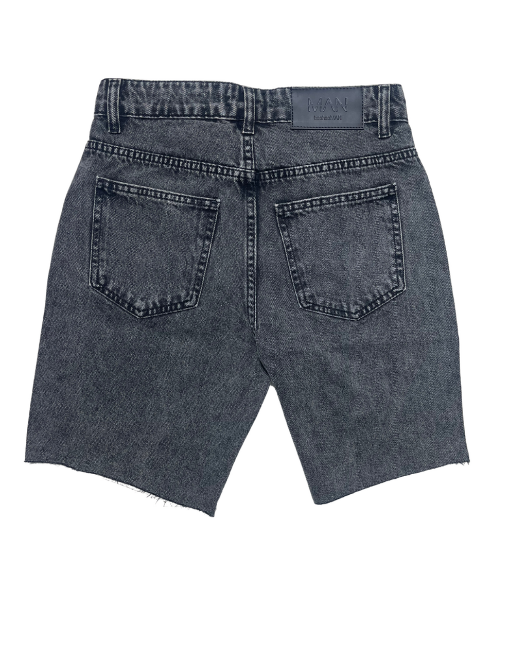 Straight Fit Washed Raw Hem Denim Shorts