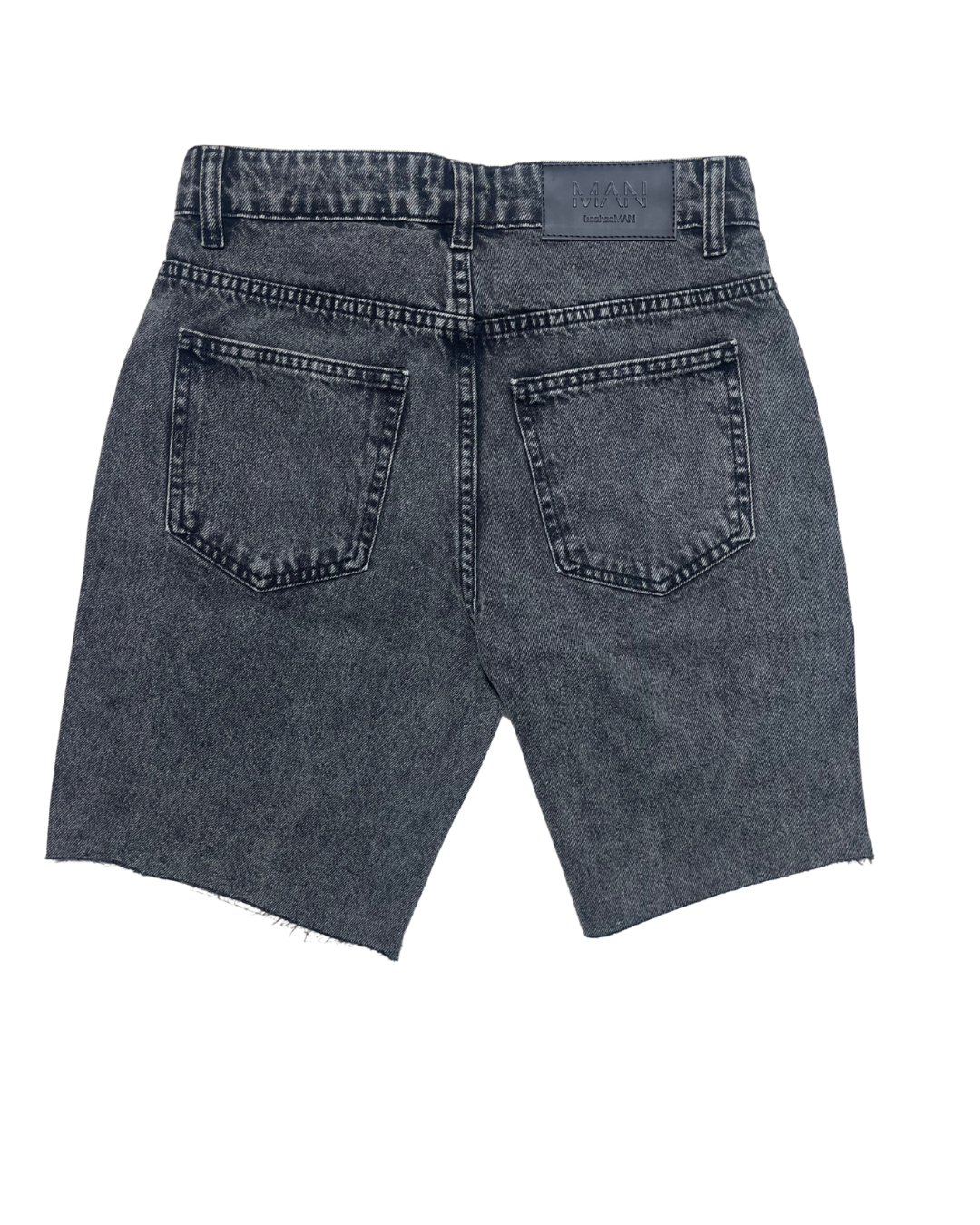 Straight Fit Washed Raw Hem Denim Shorts