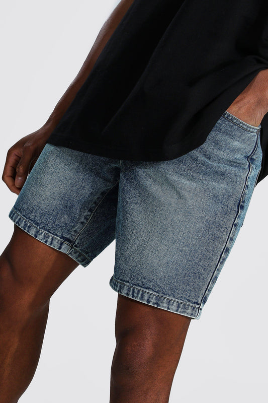 MAN - Slim Rigid Denim Shorts