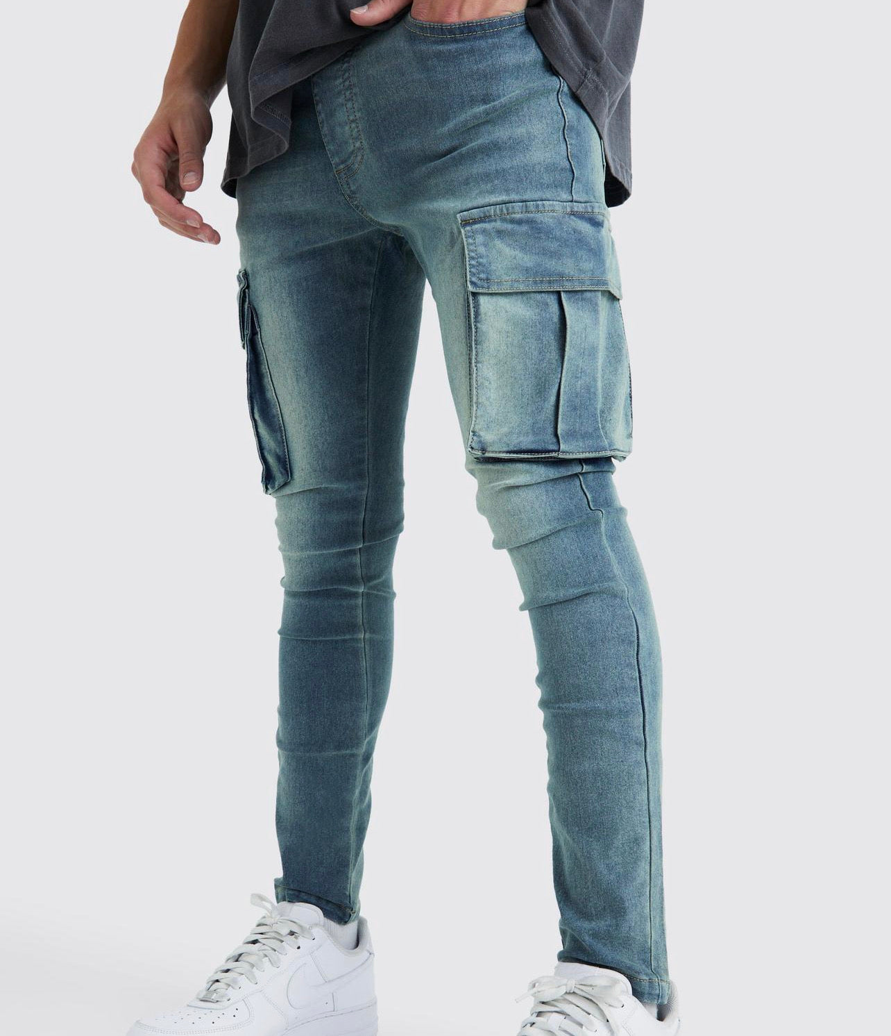 MAN Blue Cargo Long Jeans