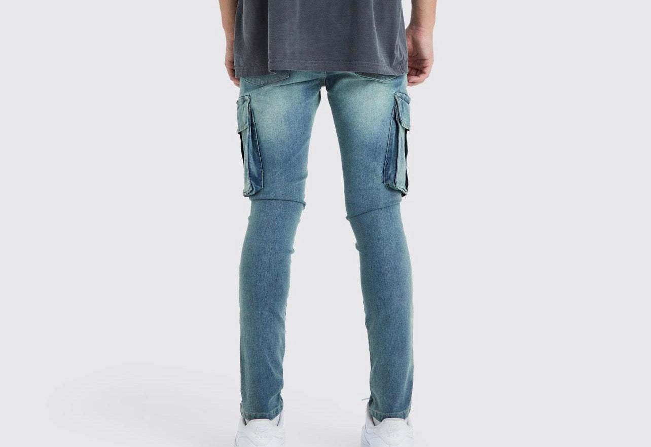 MAN Blue Cargo Long Jeans