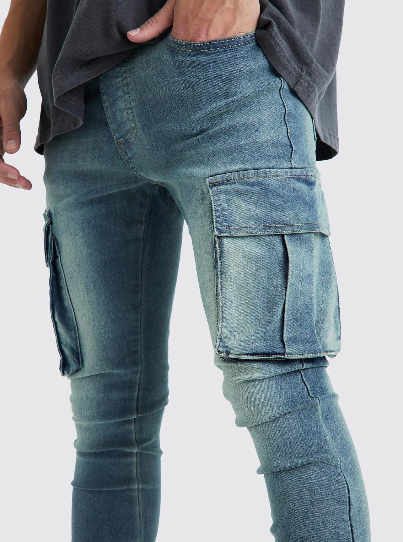 MAN Blue Cargo Long Jeans