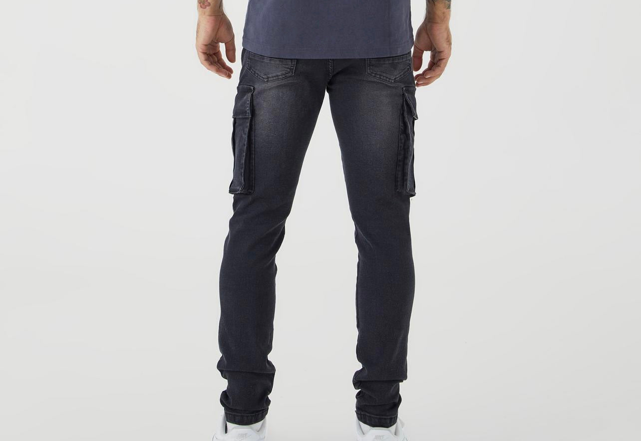 MAN Black Cargo Long Jeans