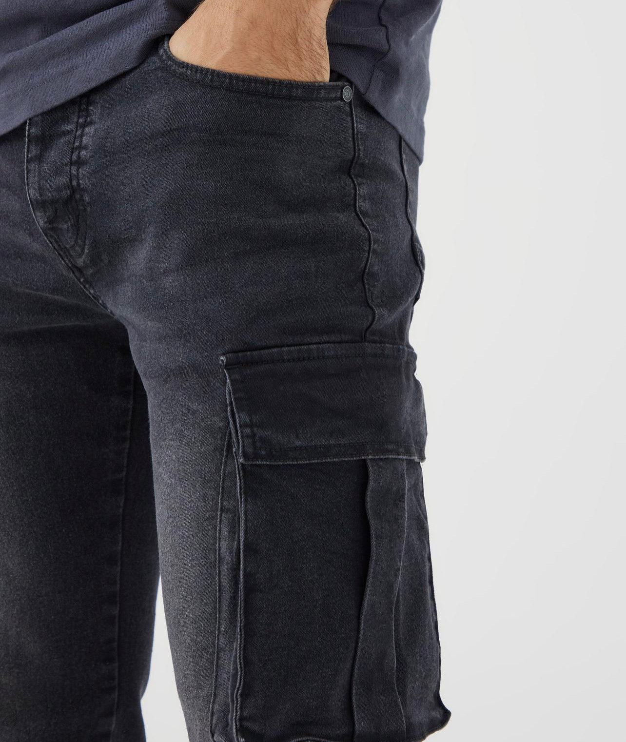 MAN Black Cargo Long Jeans