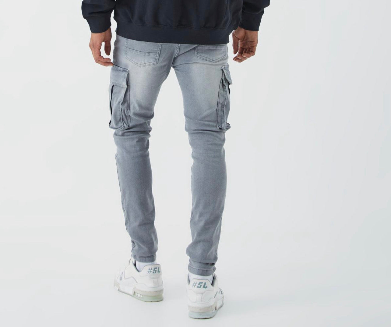 MAN Grey Cargo Long Jeans Pants