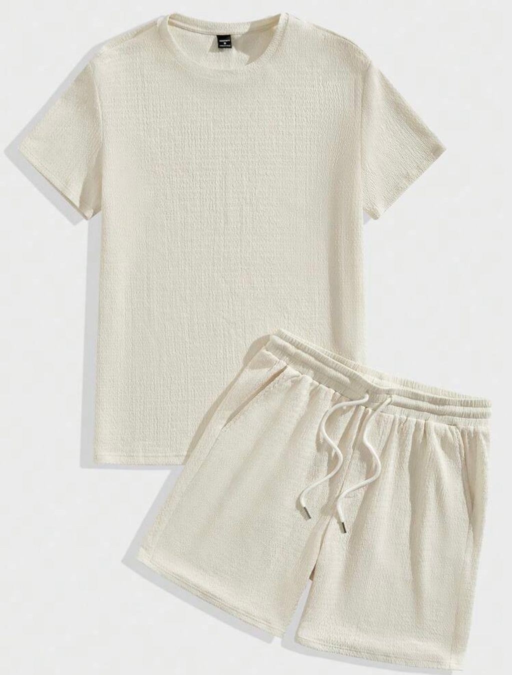 Manfinity Men's Knit Casual Texture Short Sleeve Two Piece Set