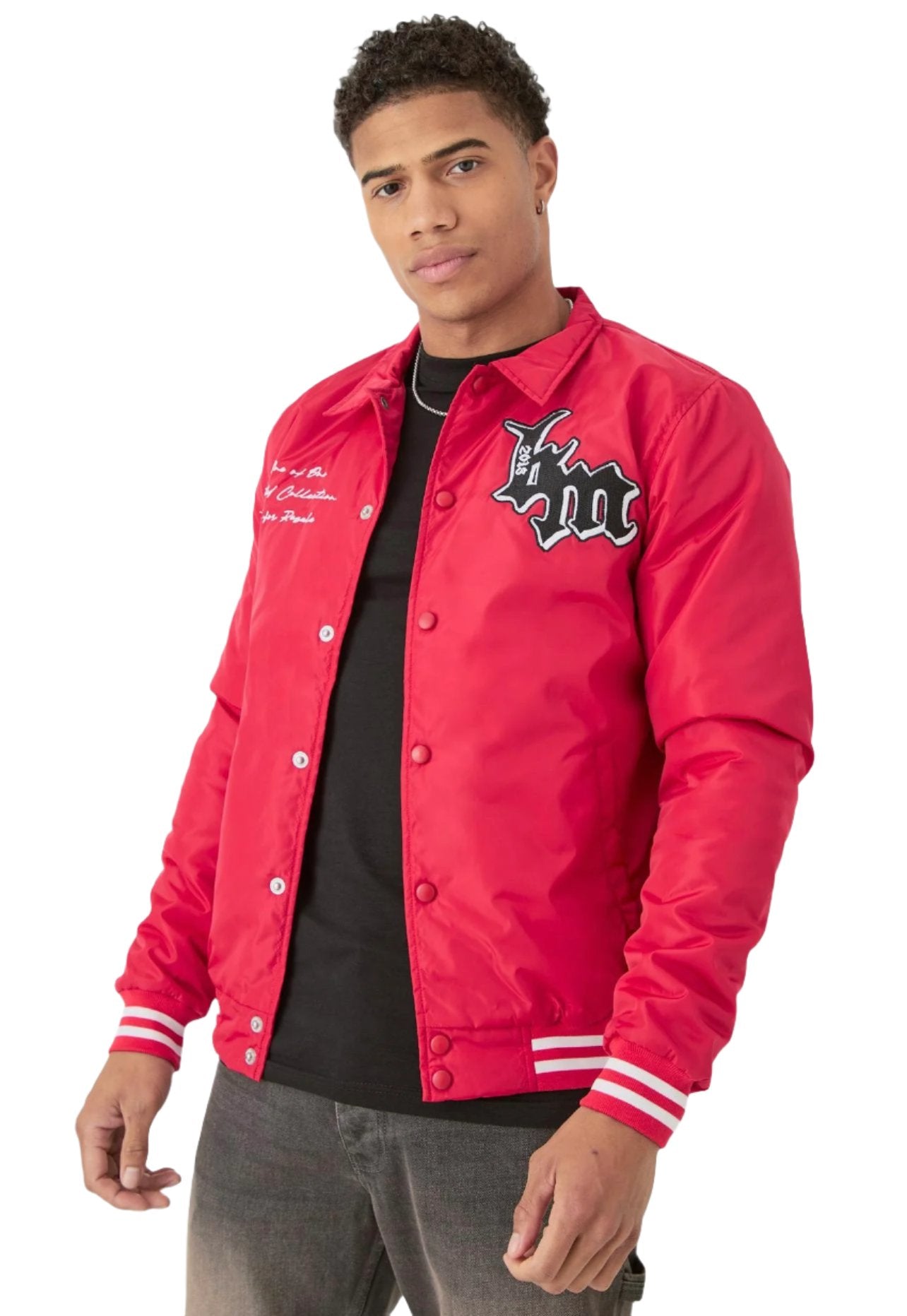 MAN - Nylon BM Badge Collared Varsity Bomber