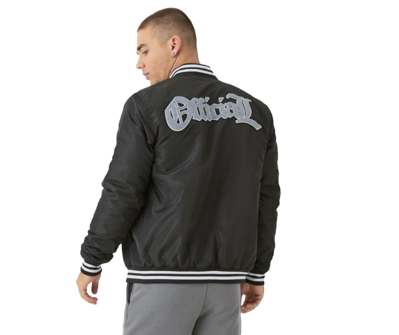 MAN - Official Badge Nylon Varsity Bomber Jacket