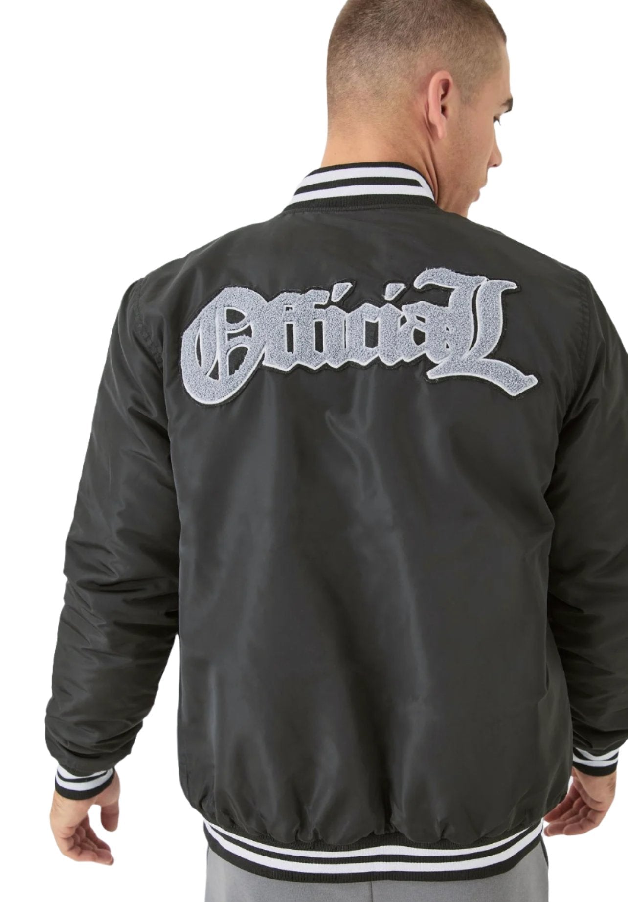 MAN - Official Badge Nylon Varsity Bomber Jacket