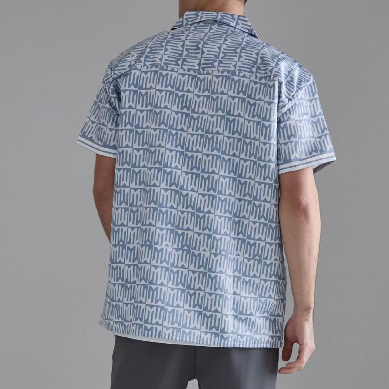 MAN - OVERSIZED SHORT SLEEVE MONOGRAM SATIN SHIRT