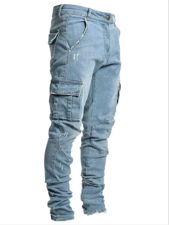 Men Long Skinny Cargo Jeans-*No Label*